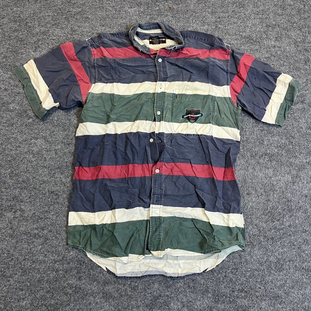 New River Button Down Mens Size S Multicolor Striped Short Sleeve Cotton Casual